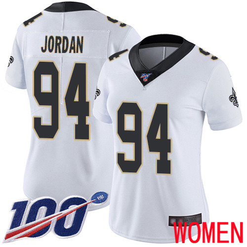 New Orleans Saints Limited White Women Cameron Jordan Road Jersey NFL Football #94 100th Season Vapor Untouchable Jersey